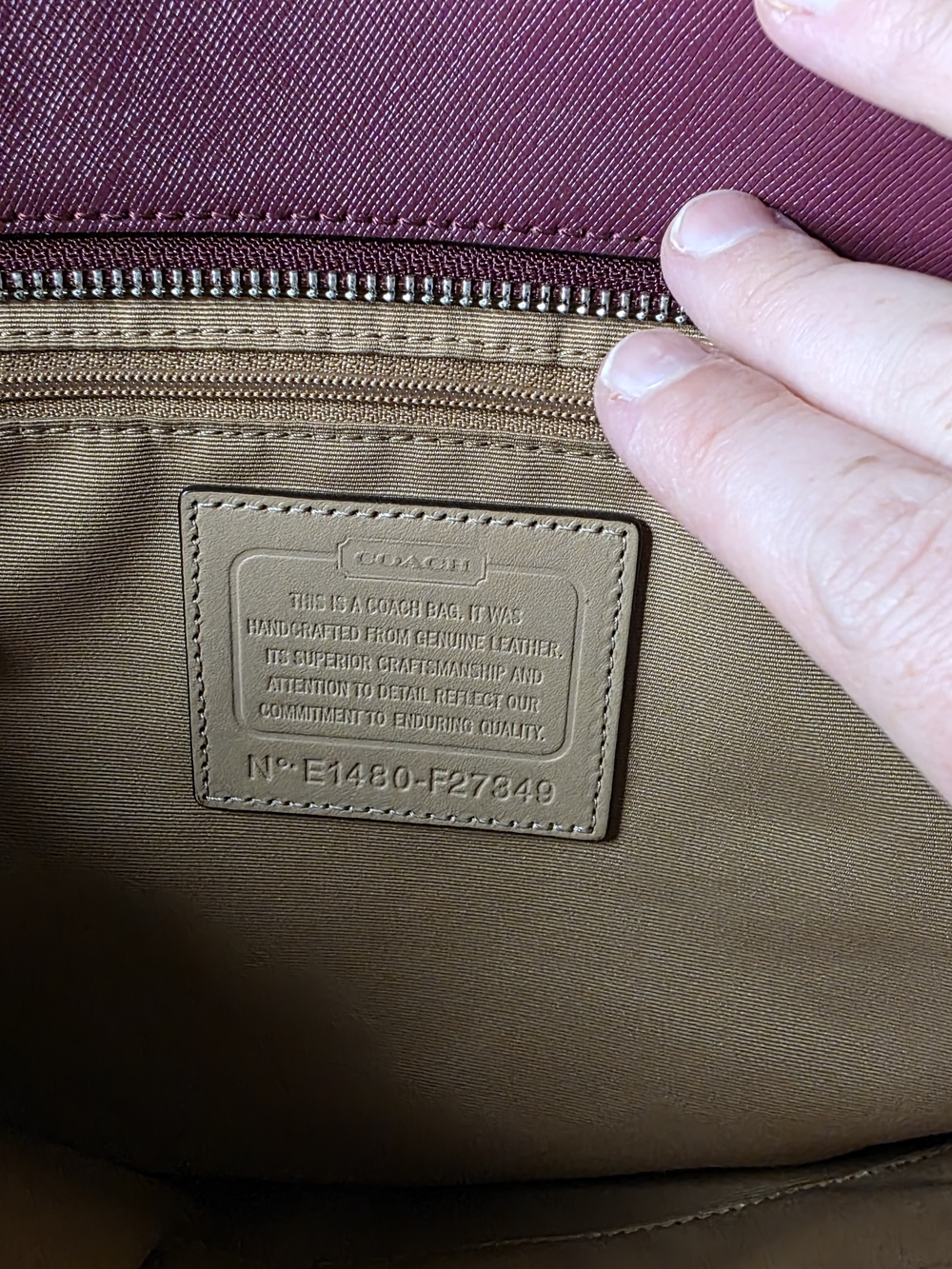 Coach Peyton SaffianoLeather Tote Bag Burgundy - Picture 2 of 11